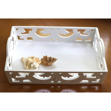 White hand-crafted decorative wooden tray, Rectangular