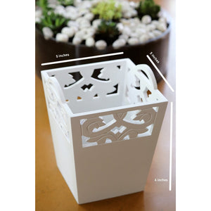 White hand-crafted decorative wooden caddy