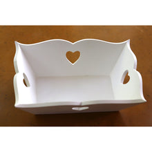 White hand-crafted decorative wooden tray, Mini Rectangular