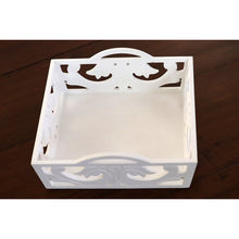 White hand-crafted decorative wooden tray, Square