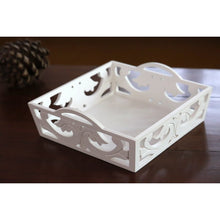 White hand-crafted decorative wooden tray, Square